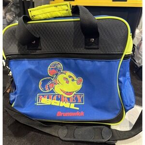 Vintage Mickey Bowl Mouse Brunswick Bowling Bag Blue Yellow Neon 90s USA  RARE